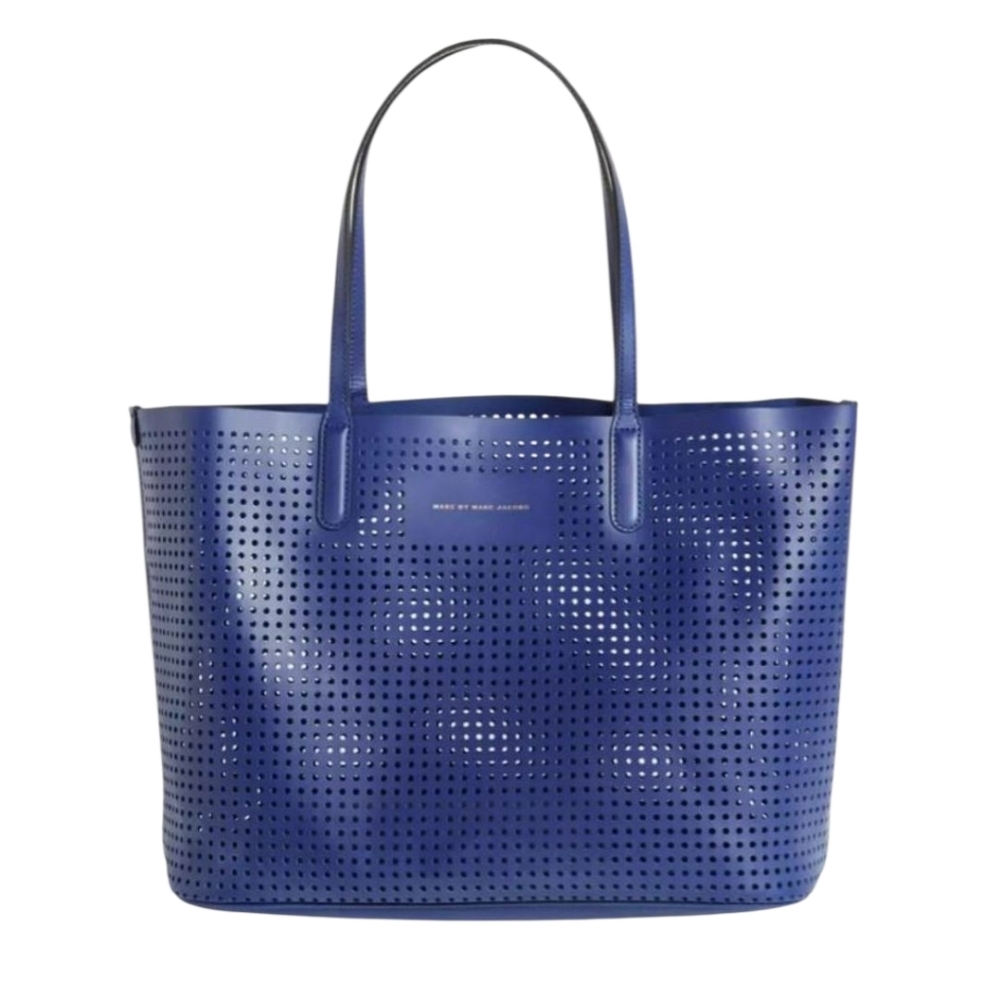 Marc By Marc Jacobe Blue Leather Metropolitote Perforated Tote Bag